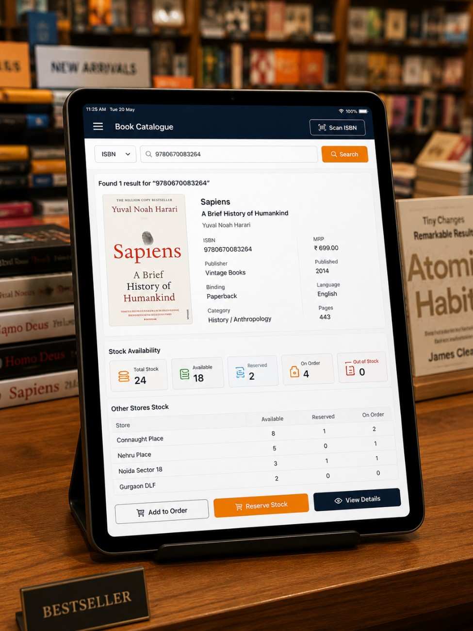 Book store software on screen