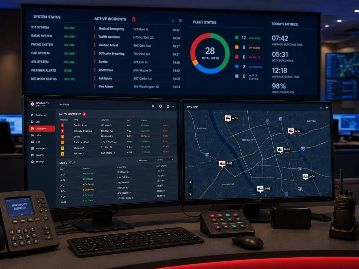 Ambulance fleet using SITS dispatch software