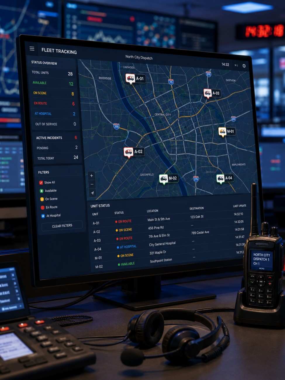 Ambulance dispatch software interface