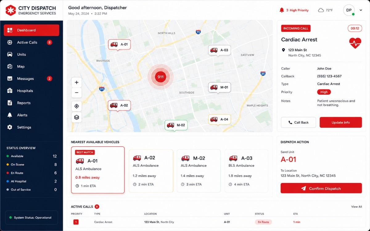 Emergency dispatch interface