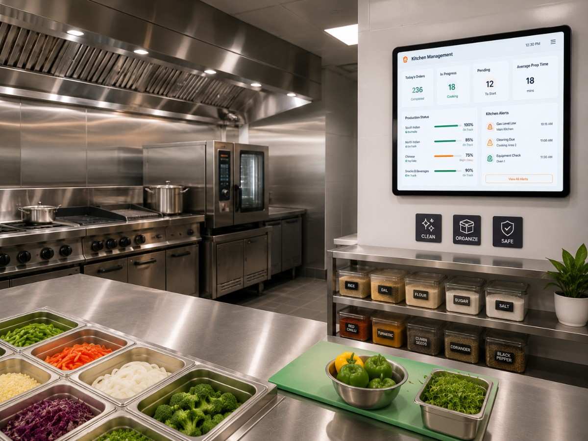 Corporate canteen using SITS management software on tablet