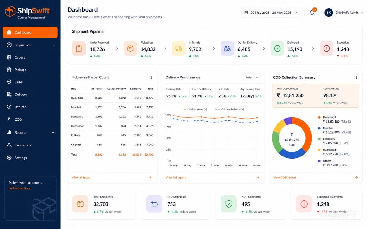 Courier management dashboard preview