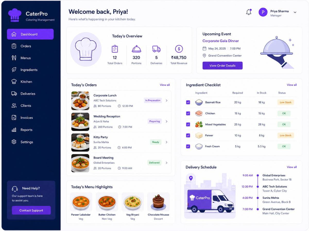 Catering management system