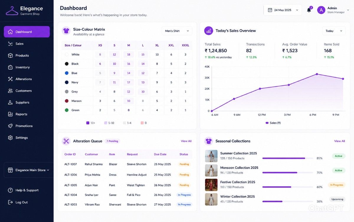 Garment shop management dashboard preview