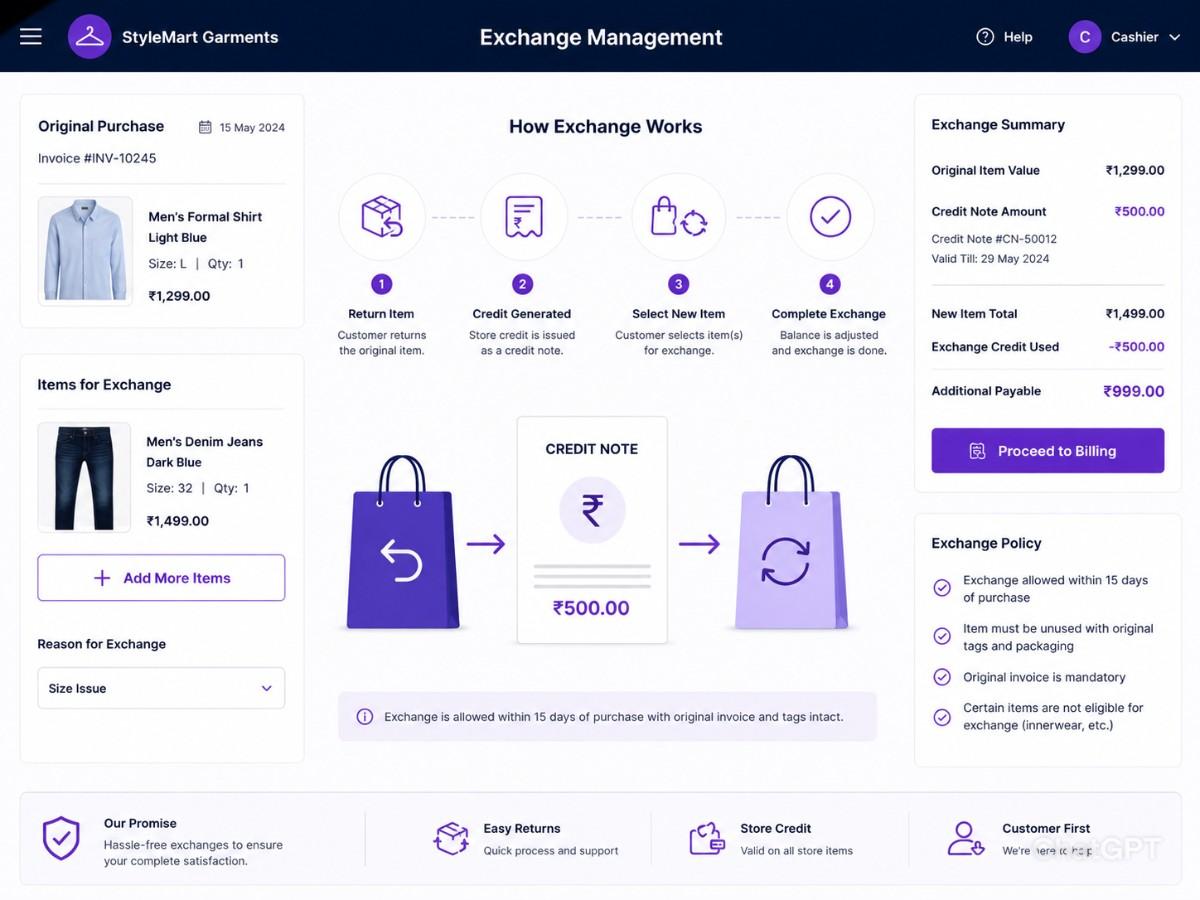 Garment exchange management project