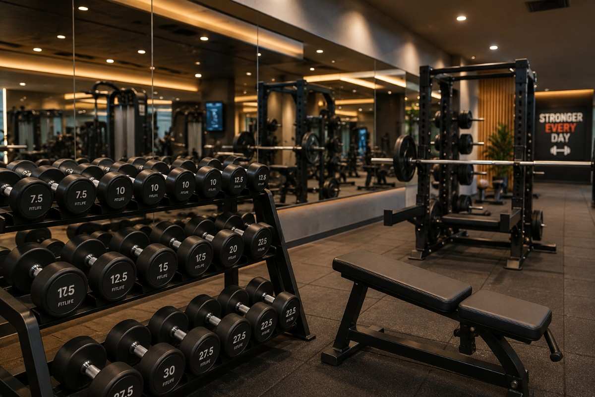 Modern gym interior with equipment