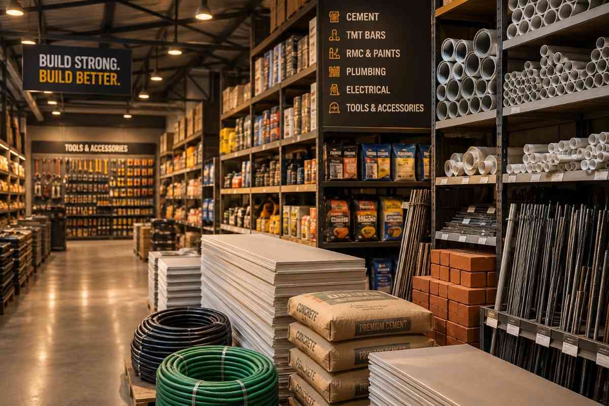 Hardware store interior with building materials