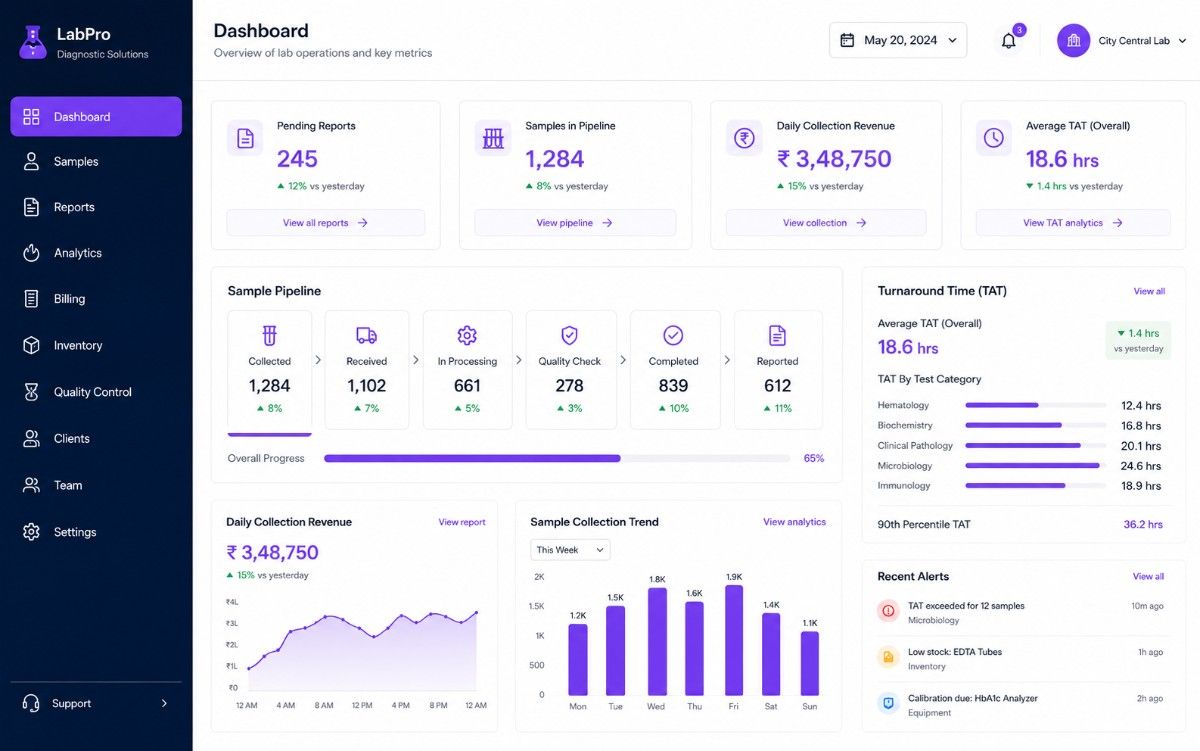 Diagnostic lab dashboard preview