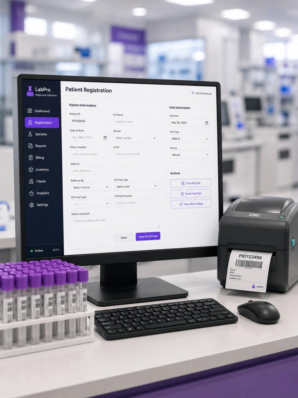 Diagnostic lab software interface on screen