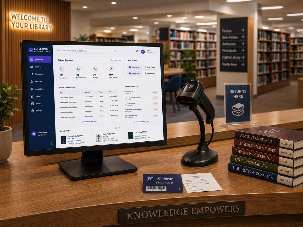 Library using SITS management software on desktop