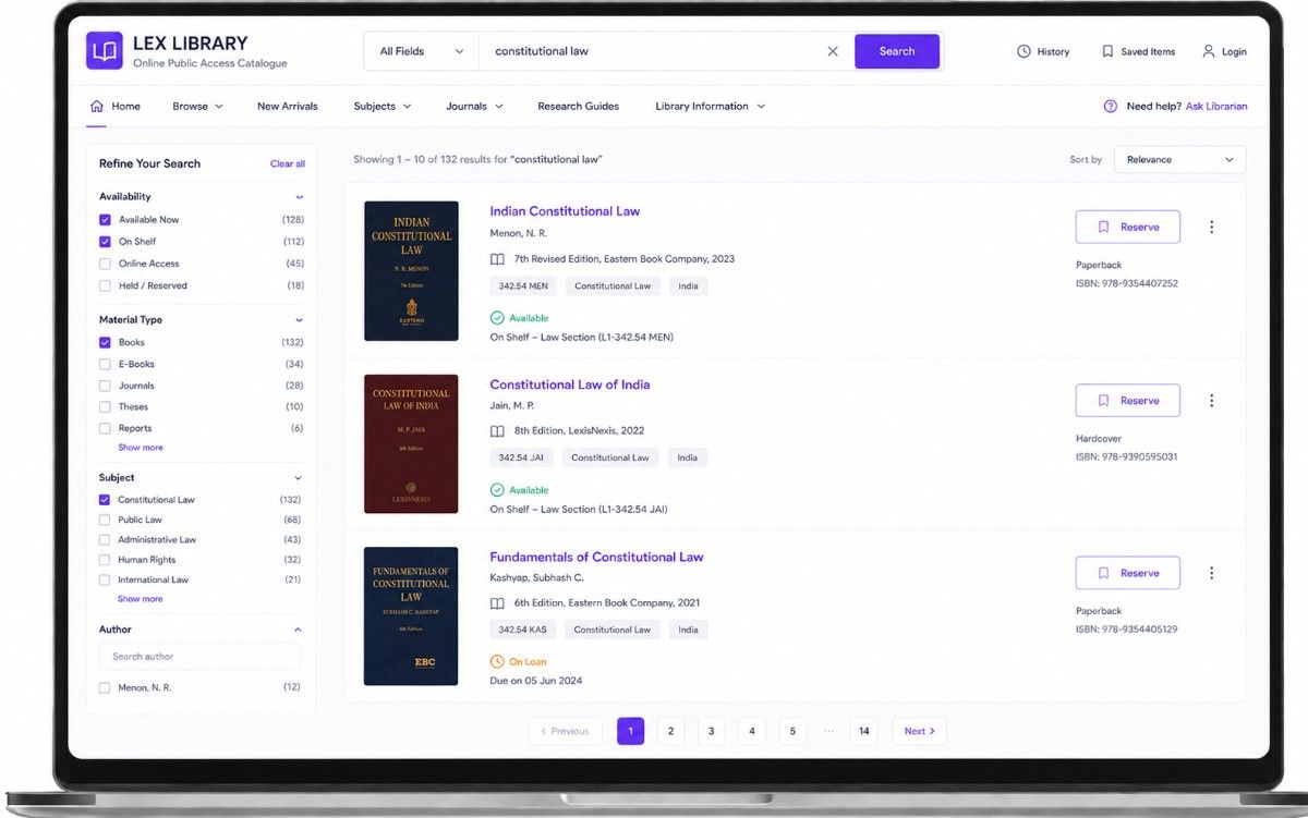 Library OPAC search portal