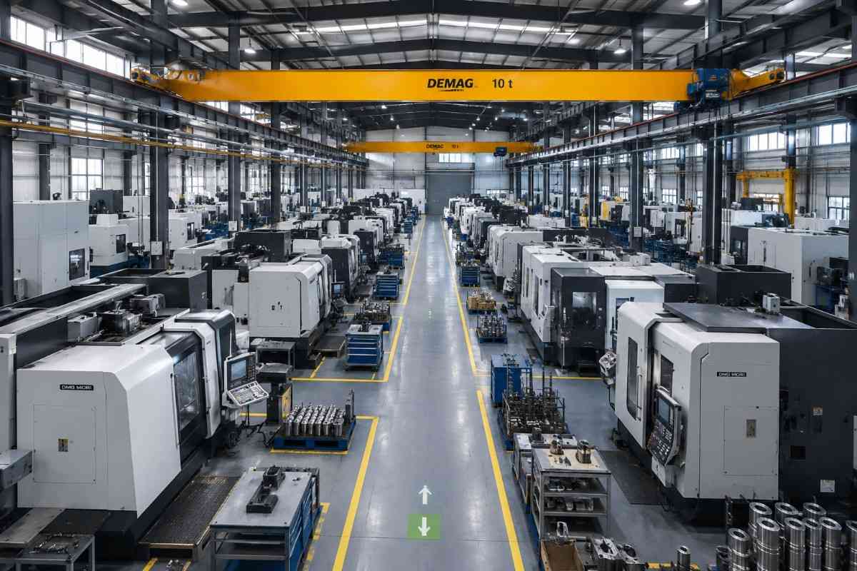 Factory shop floor with MES displays