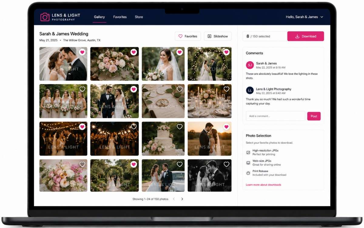 Client photo gallery and selection portal