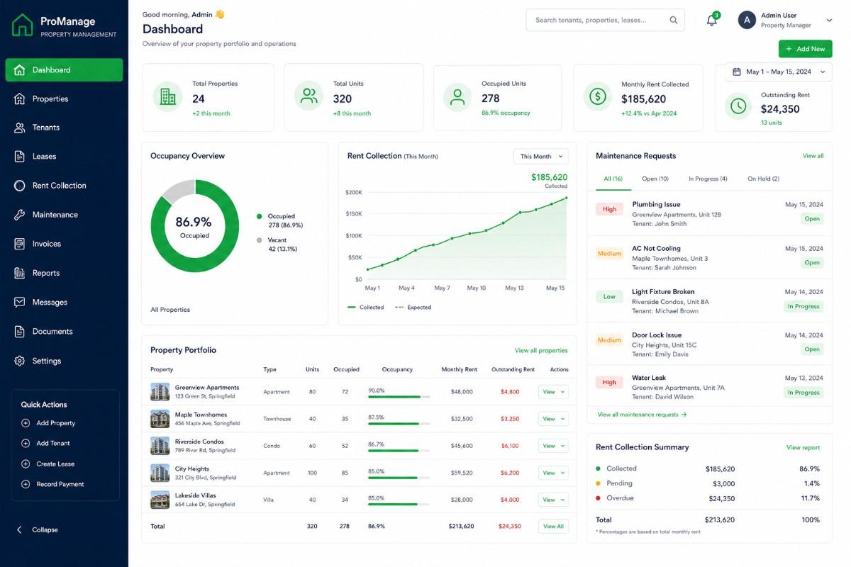 Property management dashboard preview