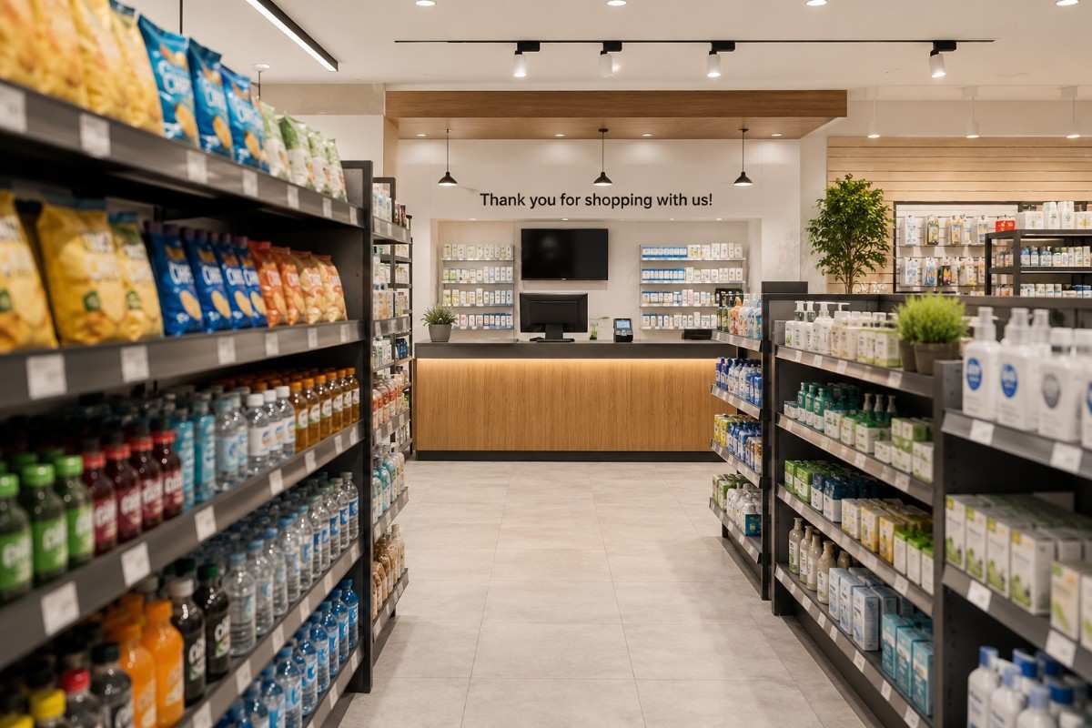 Retail store interior with POS counter