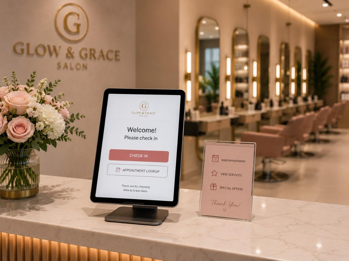 Salon using SITS management software on tablet