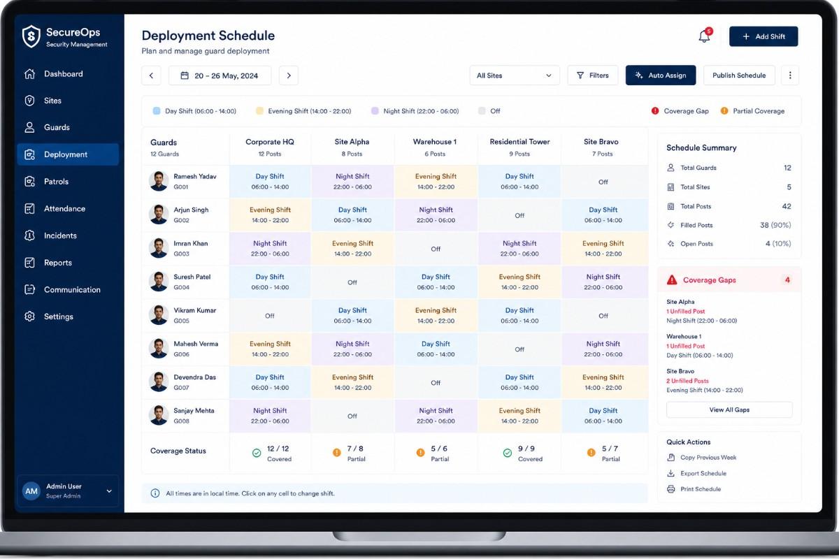 Guard deployment scheduling interface