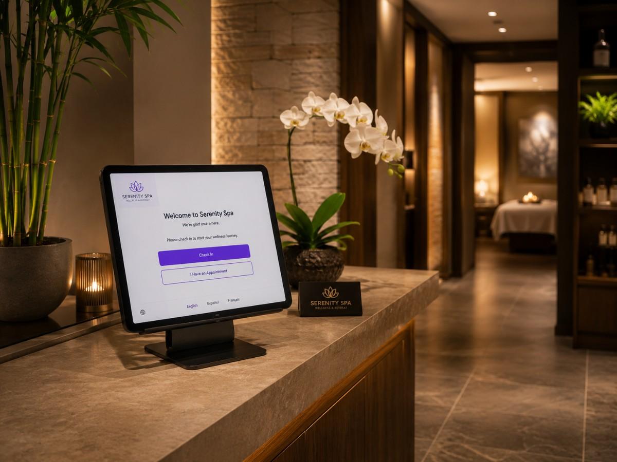 Spa using SITS wellness management software on tablet
