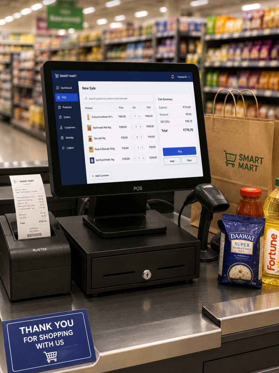 Supermarket POS billing interface