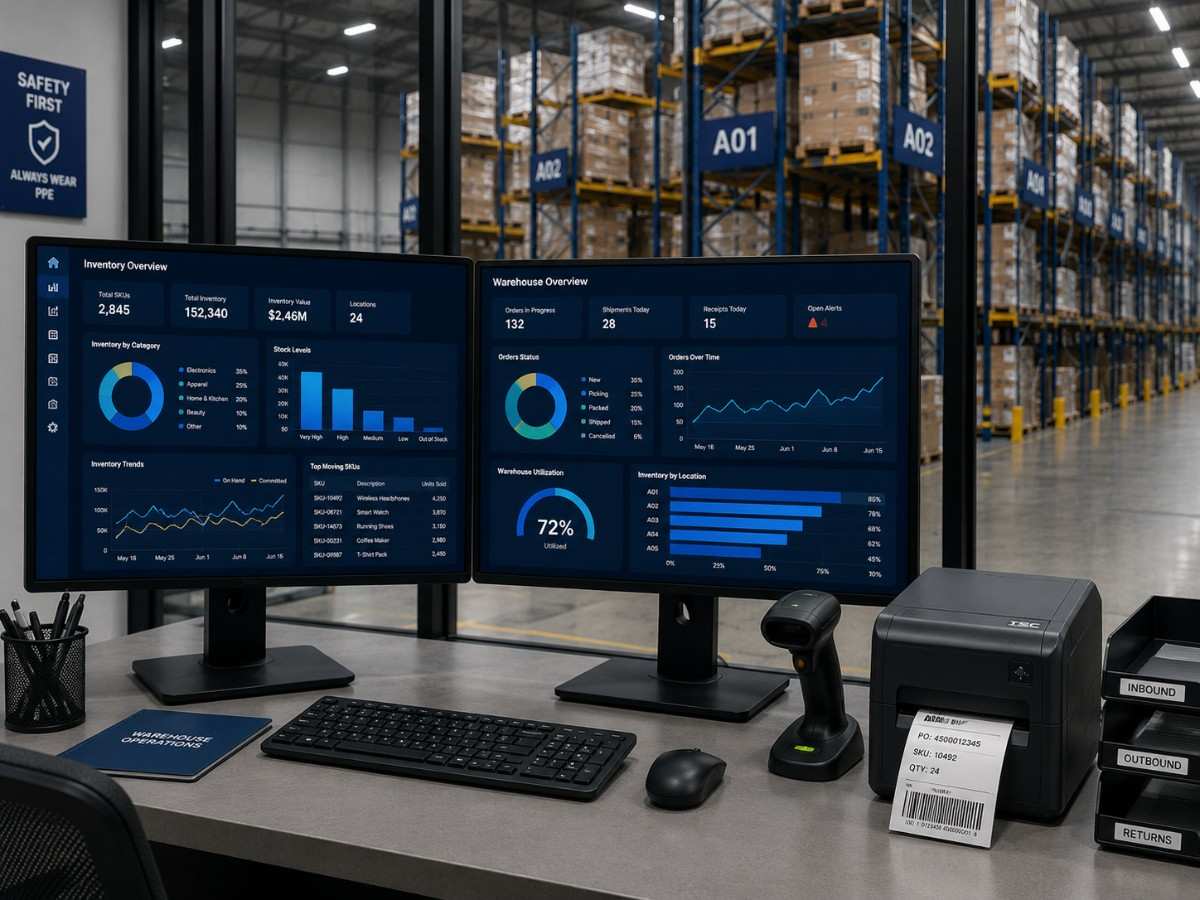 Warehouse using SITS WMS software on scanner