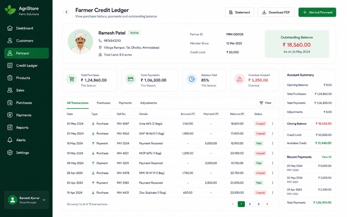 Fertilizer batch tracking interface