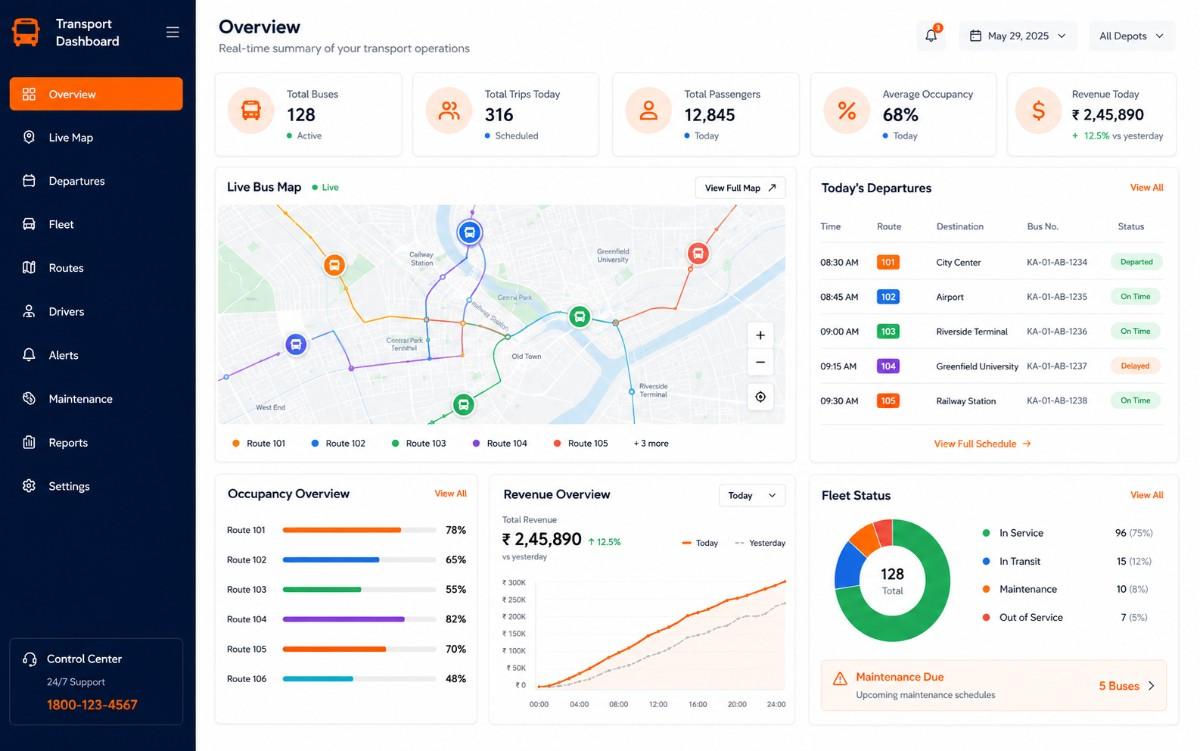 Transport management dashboard preview