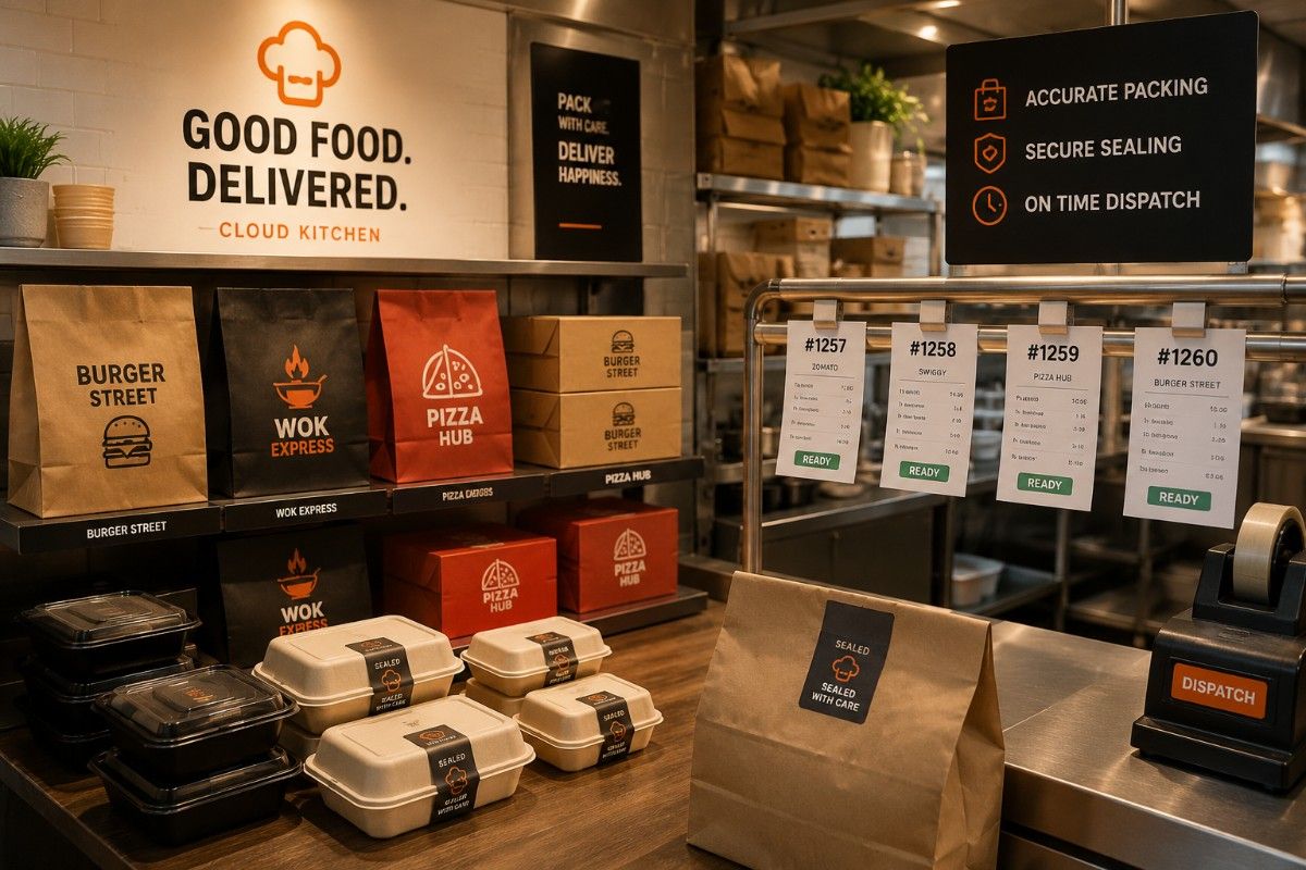 Cloud kitchen workstation with multiple order screens