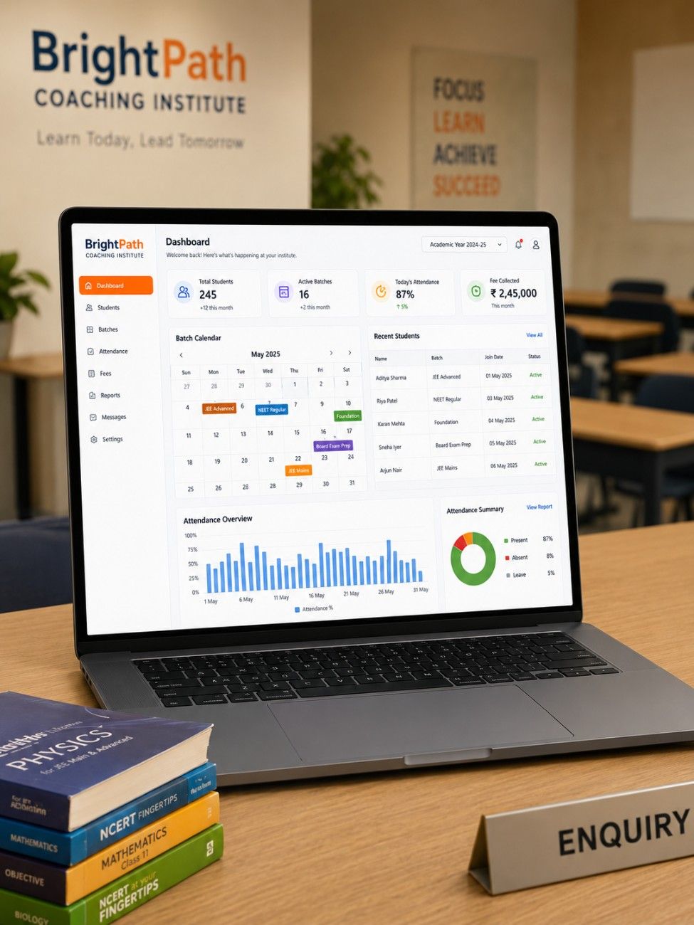 Coaching software interface on laptop