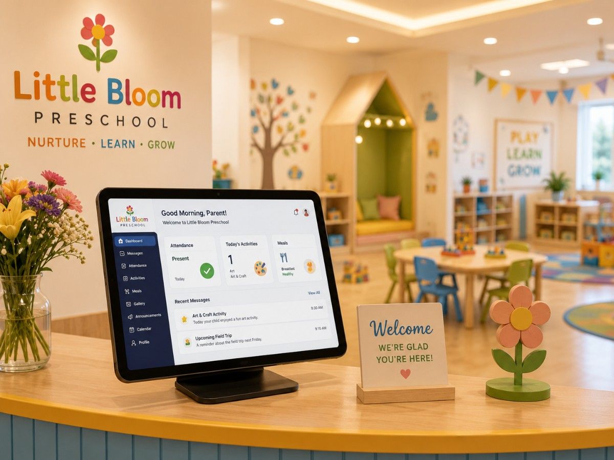 Preschool using SITS management software on tablet