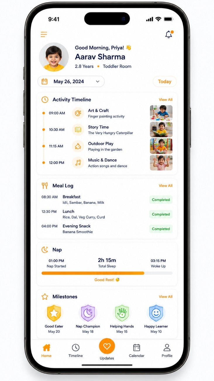Daycare parent app interface