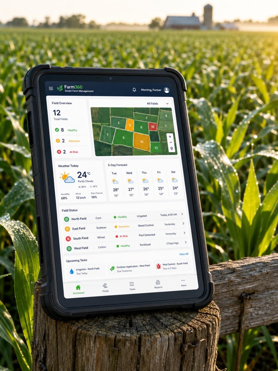 Farm software interface on mobile device