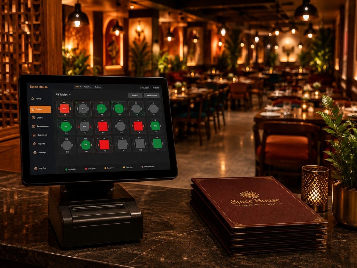 Restaurant using SITS POS software on touchscreen terminal