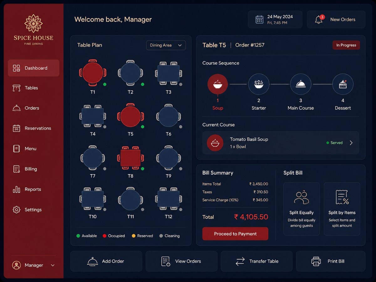Fine dining POS system project