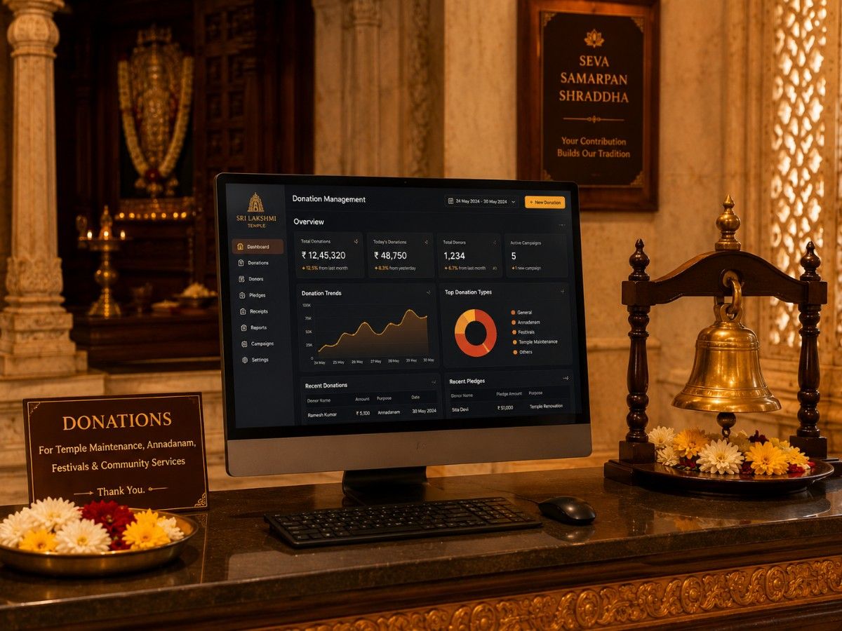 Temple using SITS donation management software on tablet
