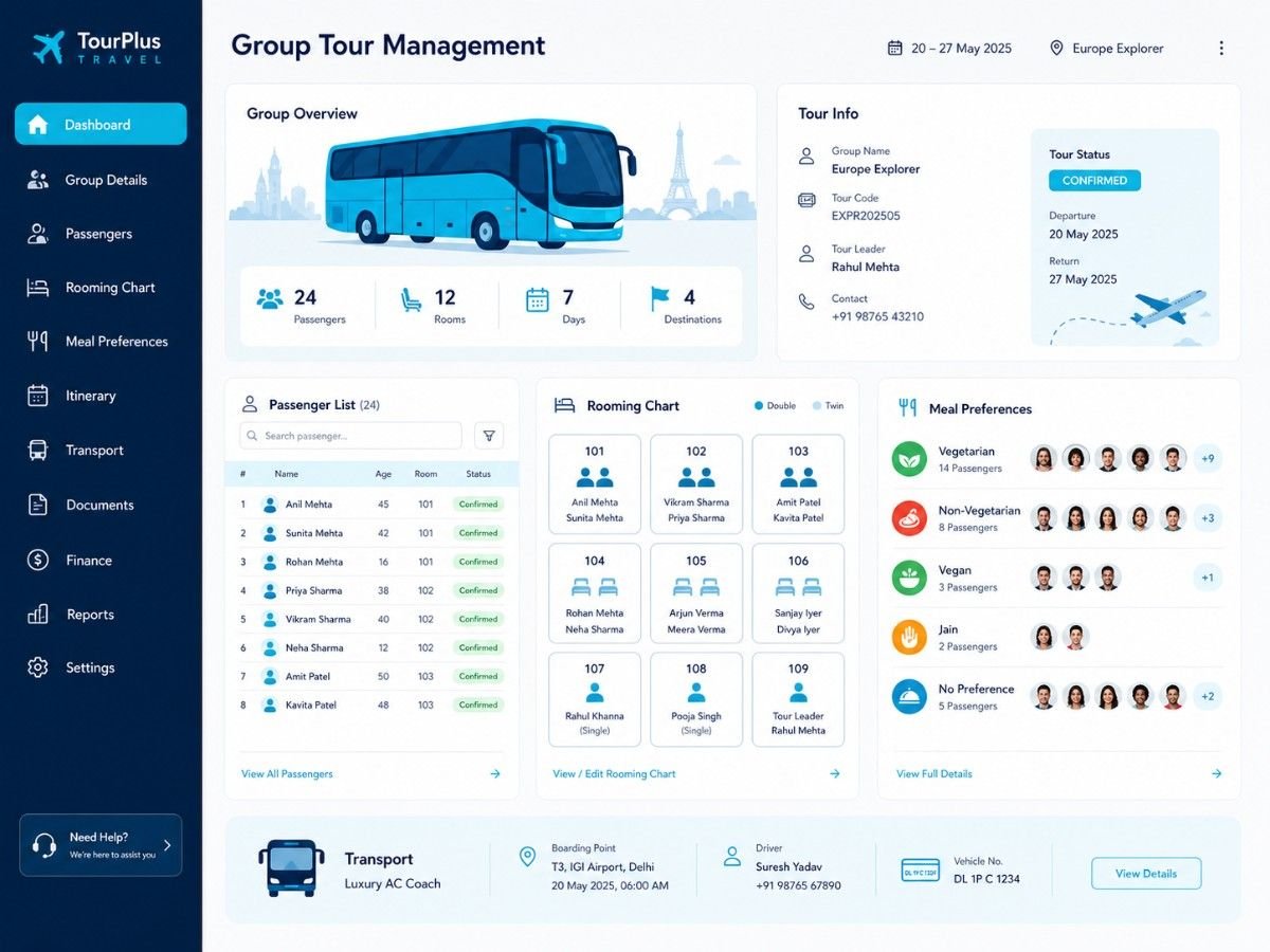 Group tour management system